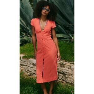 NWT Free People Free-Est New In Town Midi Dress Radiant Watermelon Coral
